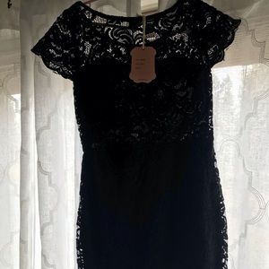 black lace fitted dress